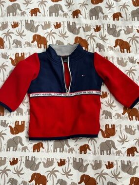 Tommy Hilfiger Red Fleece Top with Gray Trim